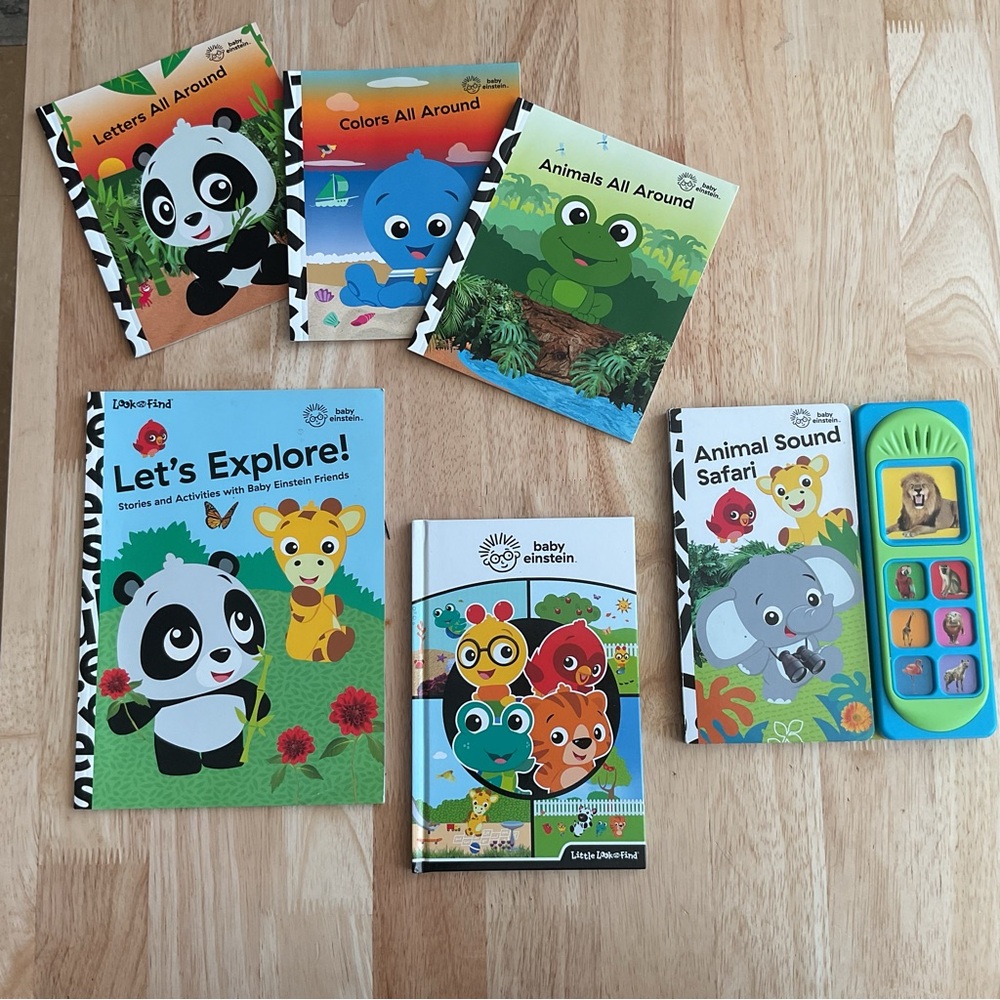 Lot x6 Baby Einstein Books Animal Sound Safari Sound Lets Explore Look & Find